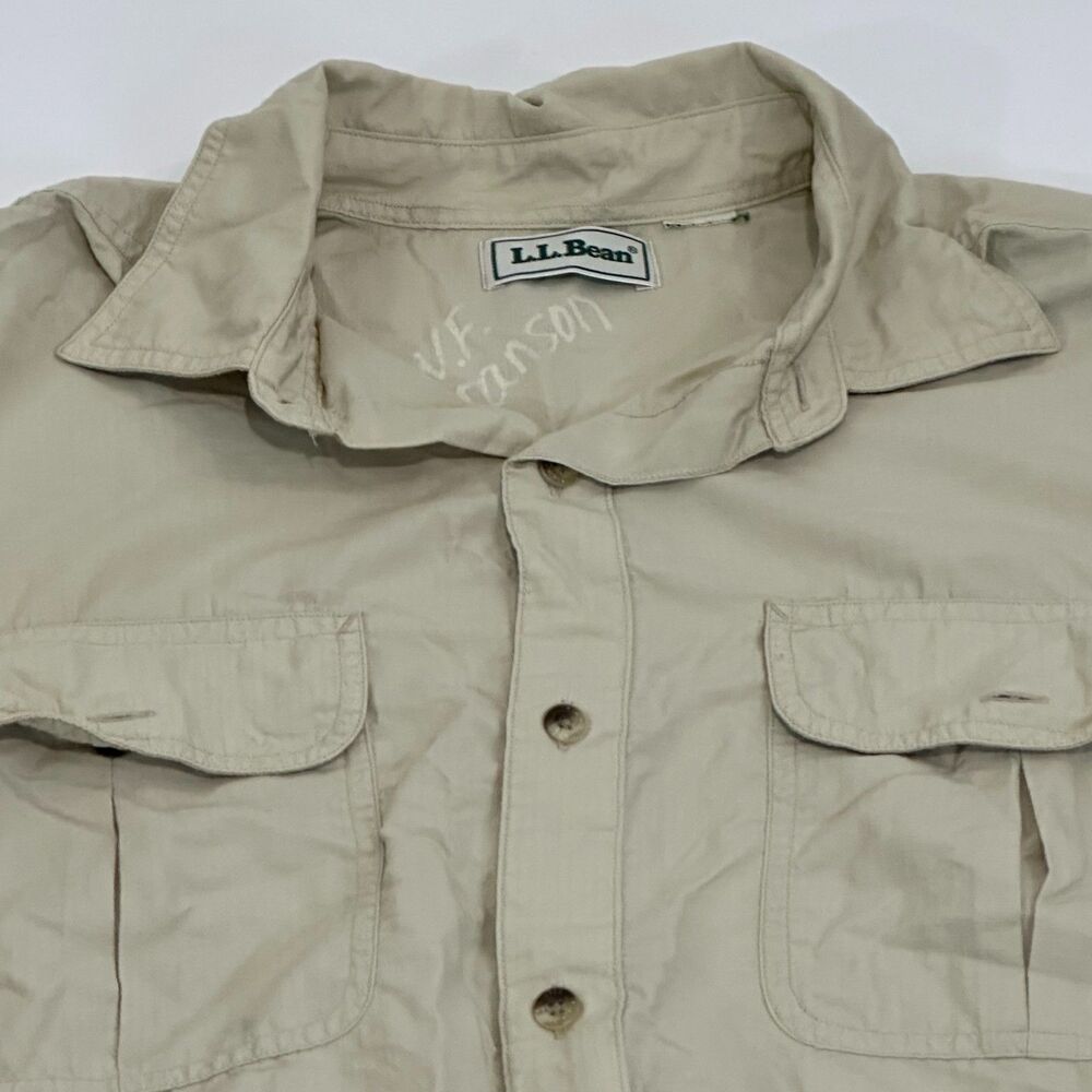 L.L. Bean Men's Short‎ Sleeve Button Up Polo Shirt, Size Large